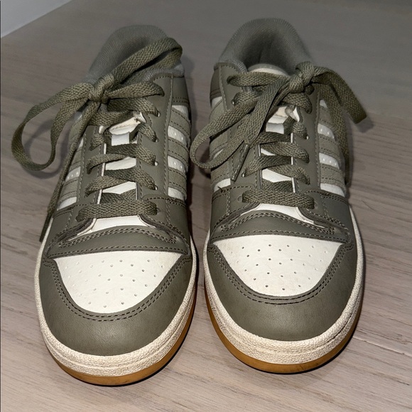 Adidas Olive and White Sneakers - Picture 2 of 7